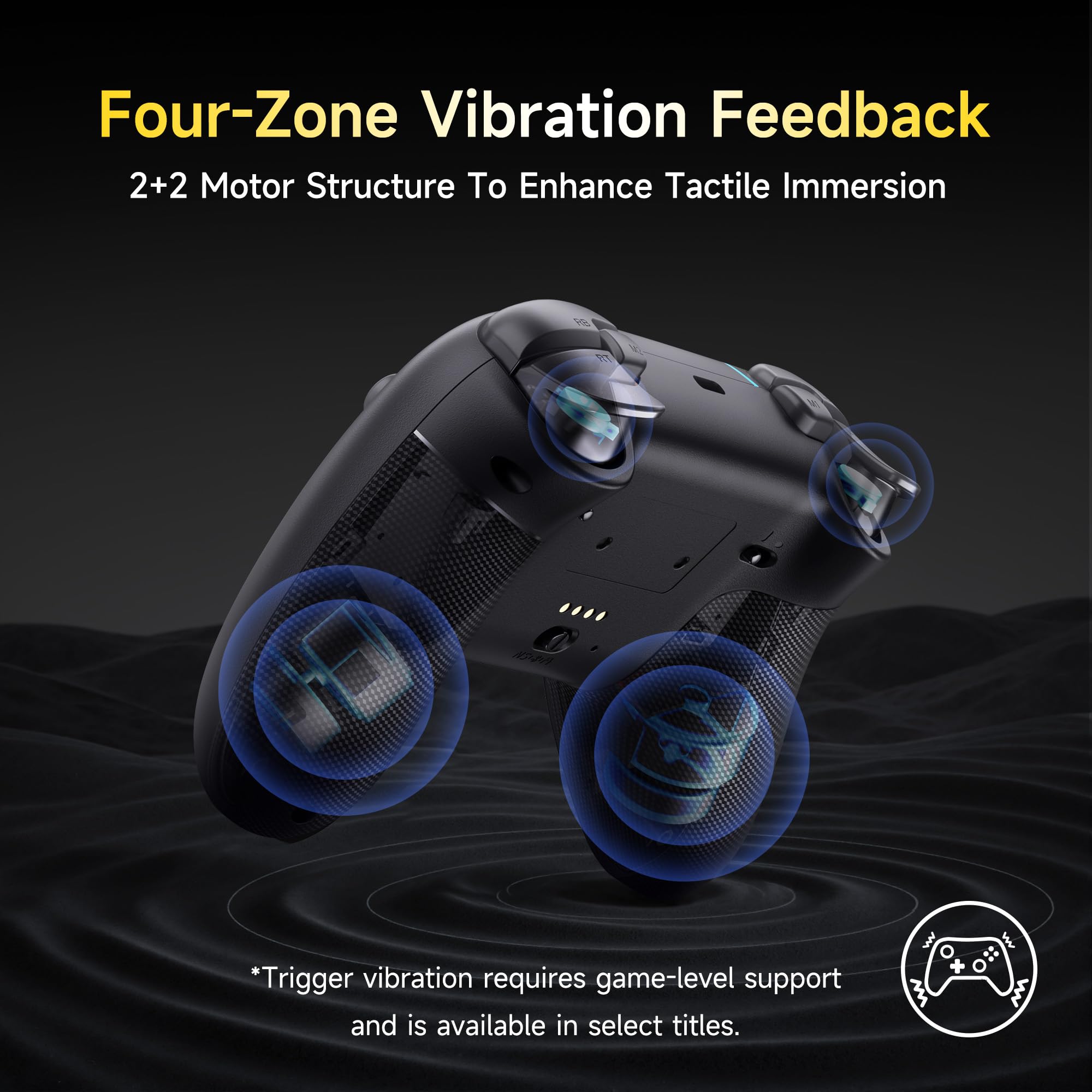 EasySMX X05PRO Controller Wireless PC con Tasti Quiet, Trigger 2 Livelli, Joystick Hall, 2 Pulsanti Programmabili, Batteria 1000mAh, Compatibile PC Windows/Switch/Android/iOS-Nero