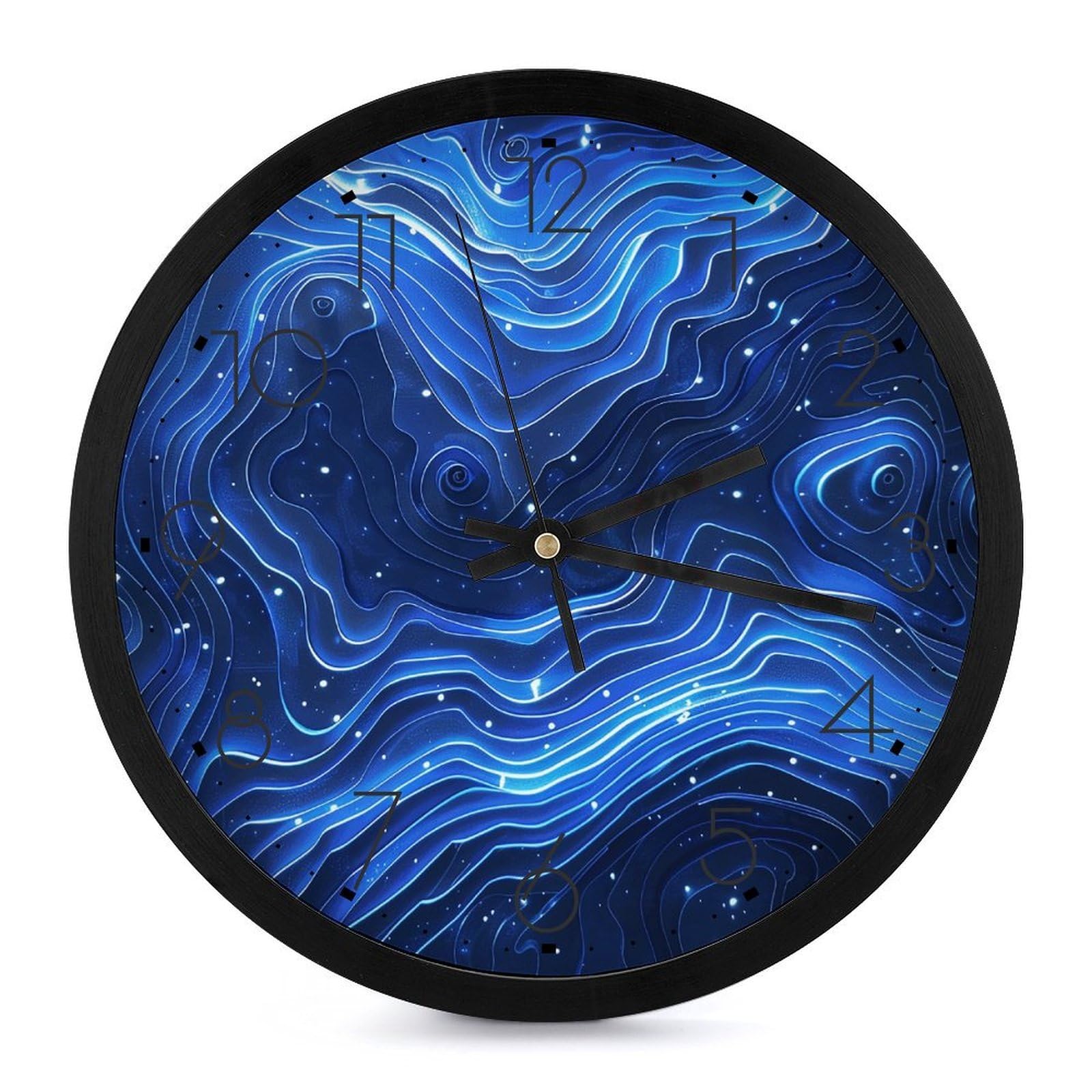 Horloge murale sans tic-tac bleu électrique à cadran lisible