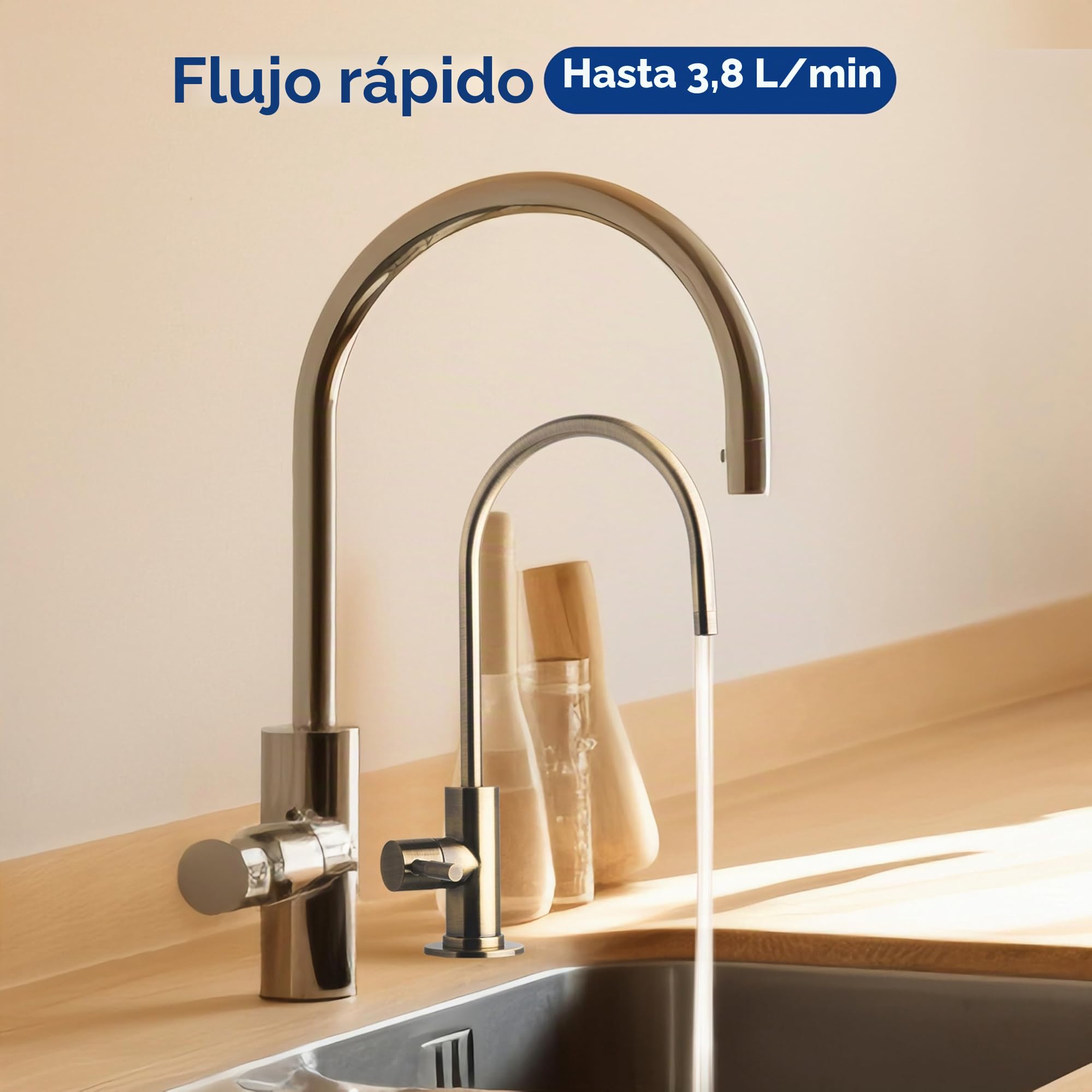 iSpring US31-PF Filtración de Agua Bajo Fregadero de 3 Etapas Clásico para Beber, Reducción de PFAS Probada por SGS, Filtro de Agua sin Depósito, Filtro de Alta Capacidad para Fregadero, Paquete de 1