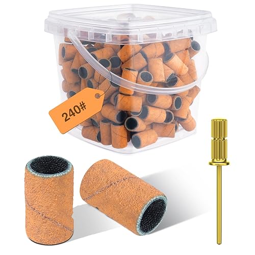 200 bandas de lijado para taladro de uñas, bandas de lijado gruesas # 240, brocas para uñas acrílicas, lima de uñas profesional de 332 pulgadas para