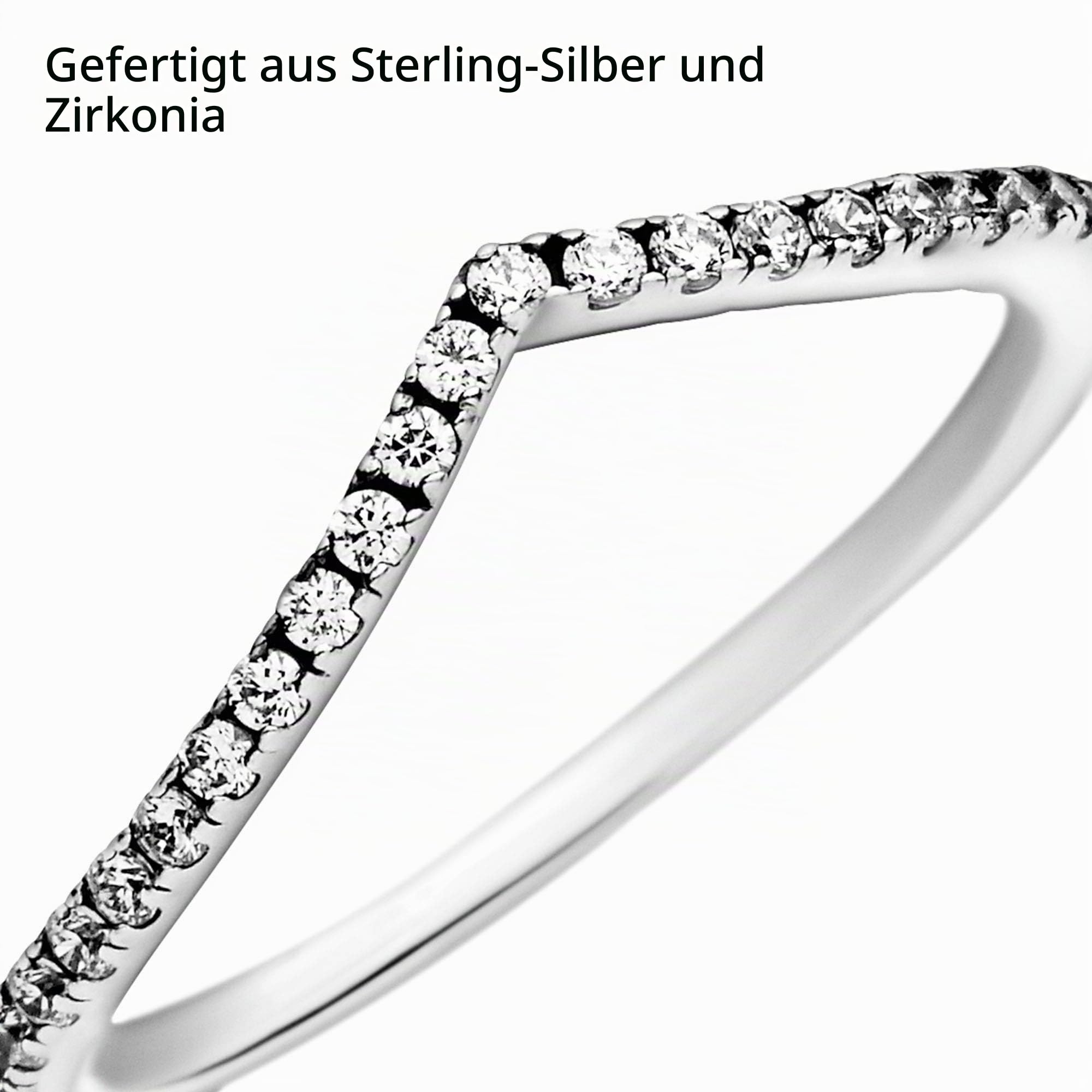 Pandora Wishbone-Ring, funkelnd, Sterlingsilber, mit klarem Cubic Zirkonia