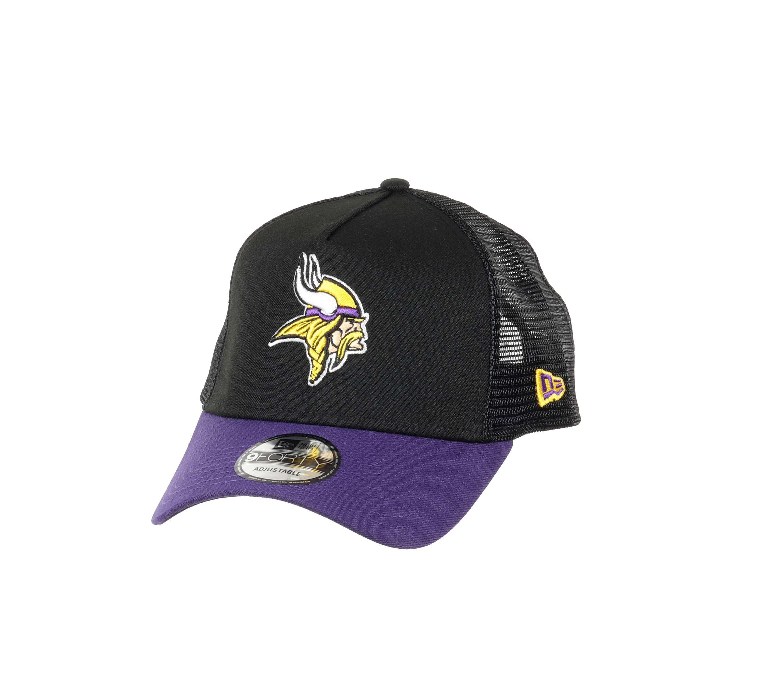 New Era Minnesota Vikings NFL Two Tone Black Purple 9Forty A-Frame Adjustable Trucker Cap