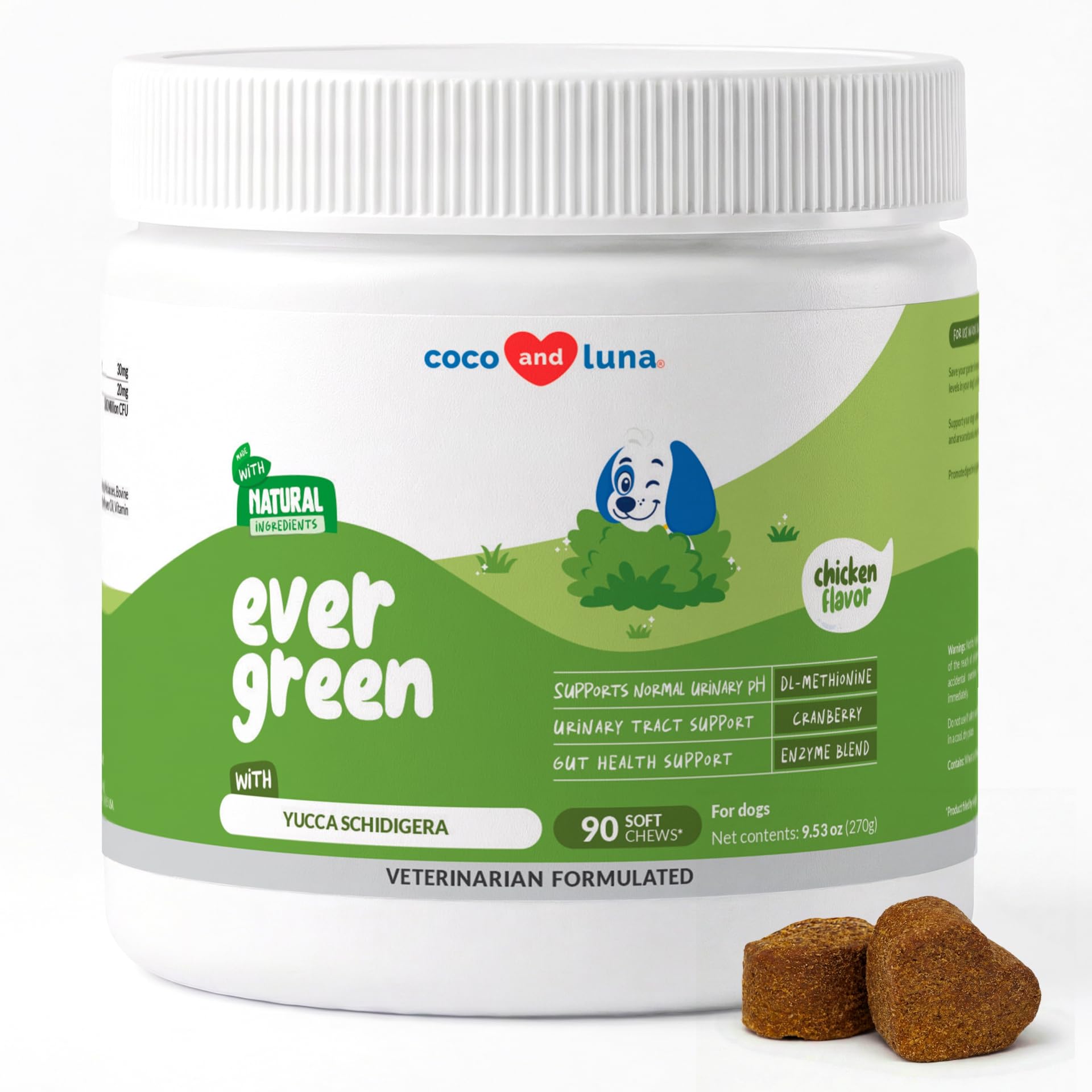 Grass Burn Spot Soft Chews - Pee Grass Spot Saver Caused by Dog Urine - Dog Urine Neutralizer for Lawn, with Canine Enzyme Blend, Probiotics, and Cranberry.