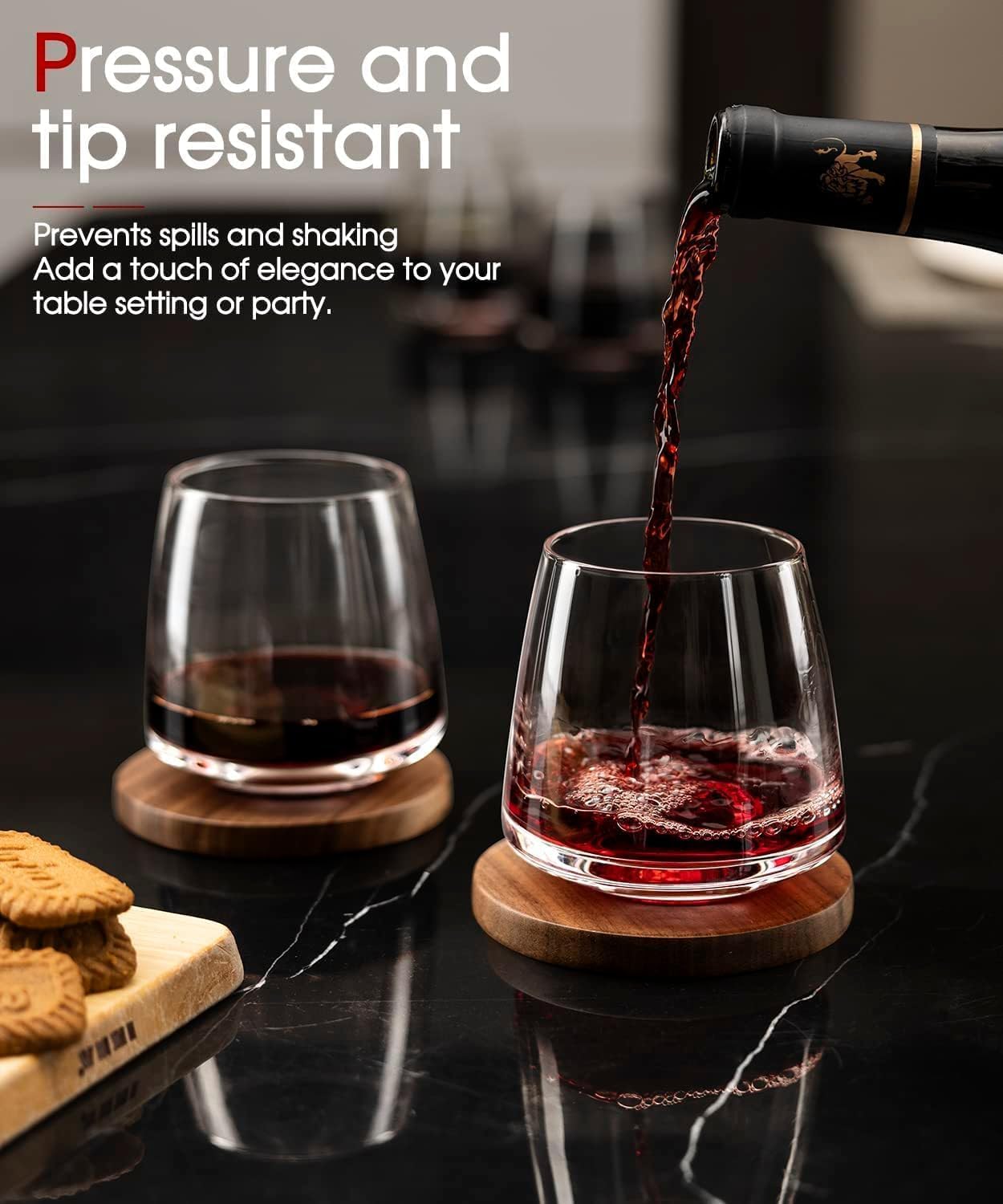 DOMINGO HUB Stemless Wine Glasses 160 ML Set Of 4 Red White Wine Glasses Party Long Stem 105 Oz Wine Glasses Hand Blown Crystal Unique Housewarming Gift