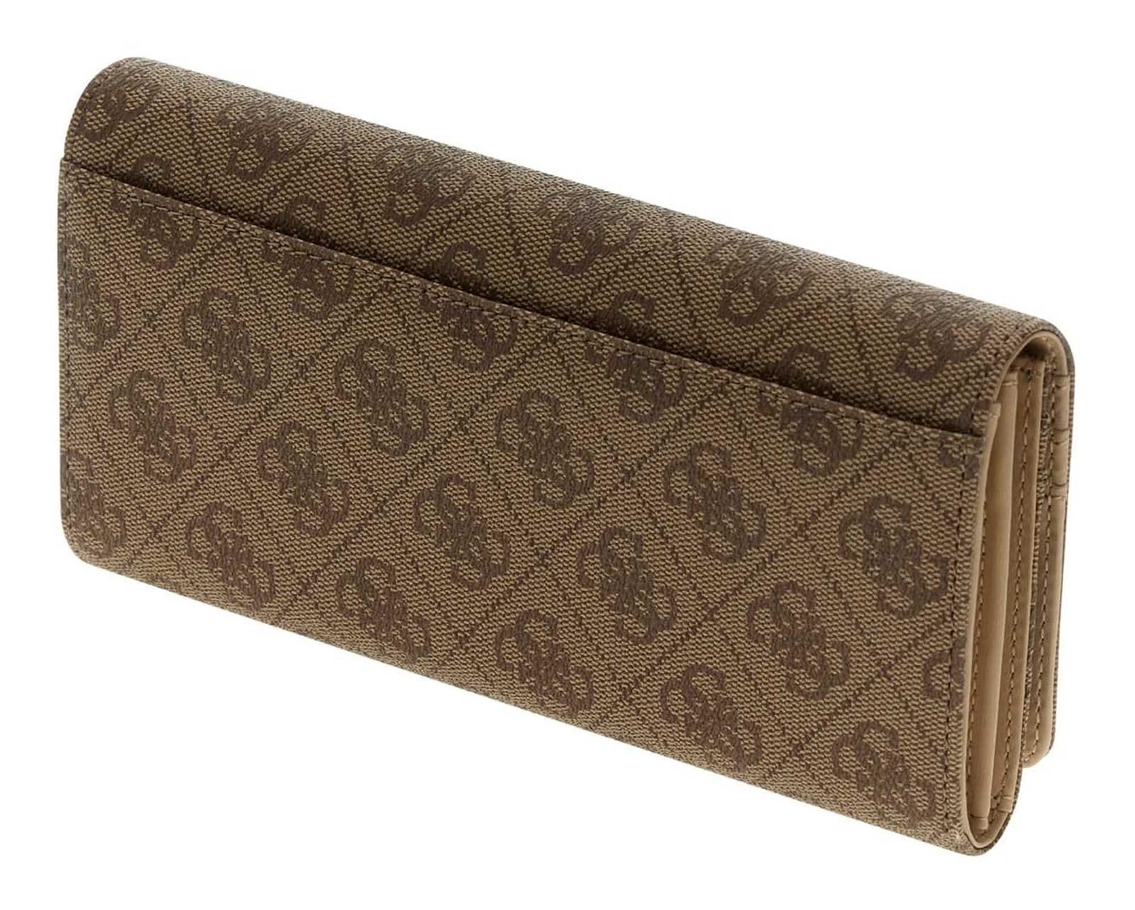 GUESS portafoglio Laurel II SLG Flap Organizer Latte Logo marrone chiaro