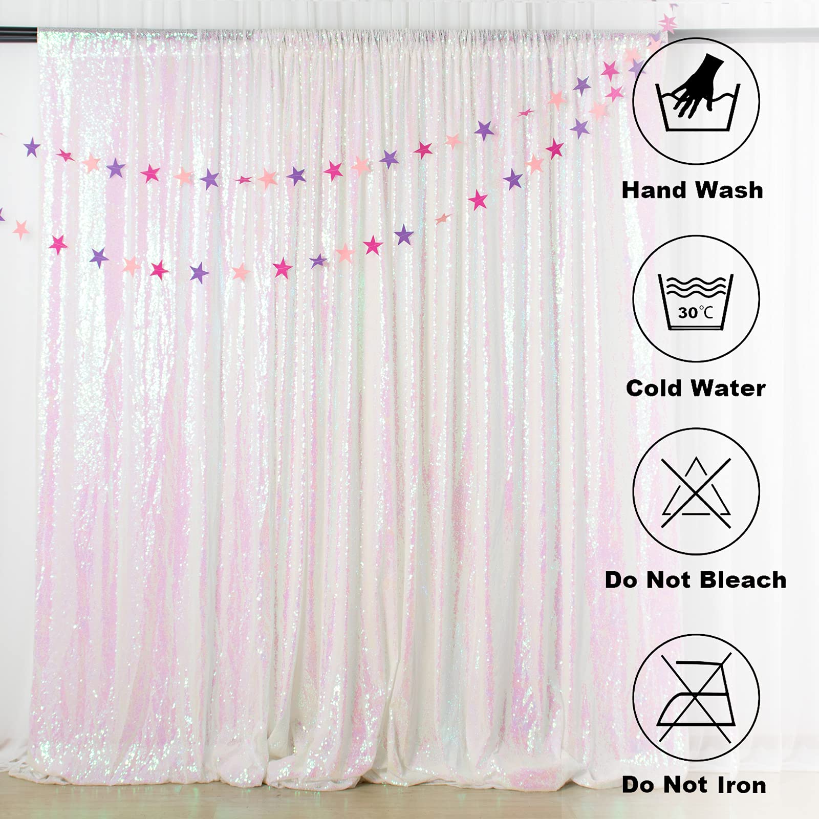 ShinyBeauty 5FTx7FT Sequin Backdrop Curtain Sparkly Fuchsia Photo Backdrops Shimmer Photography Background Wedding Drapes Glitter Backdrop Curtain for Party Birthday: 7FTx7FT 2PCS Iridescent