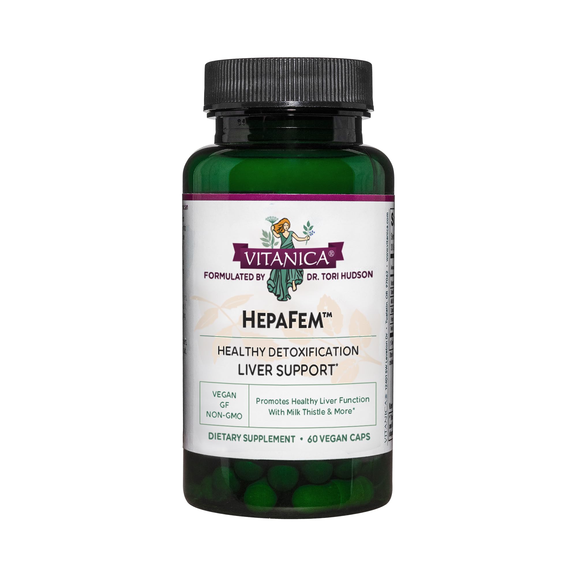 Vitanica HepaFem, with Burdock & Dandelion Root Extract, Vegan, 60 Capsules Lady - 60 Capsules