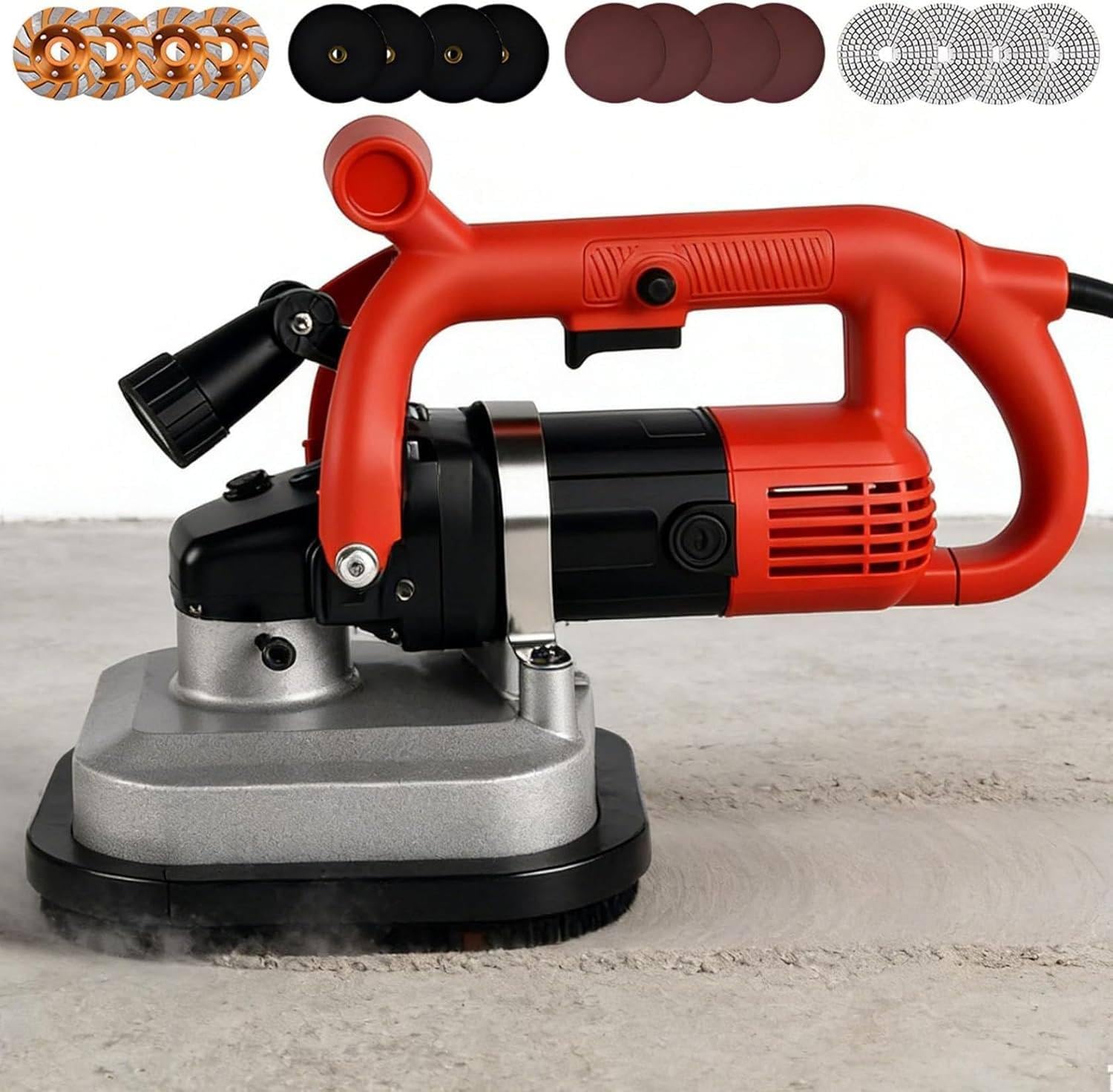 Pulidora de suelo de pared con luz LED, máquina pulidora eléctrica de diamante de 3600 W, control de 6 velocidades, mango ergonómico para pulido de piedra