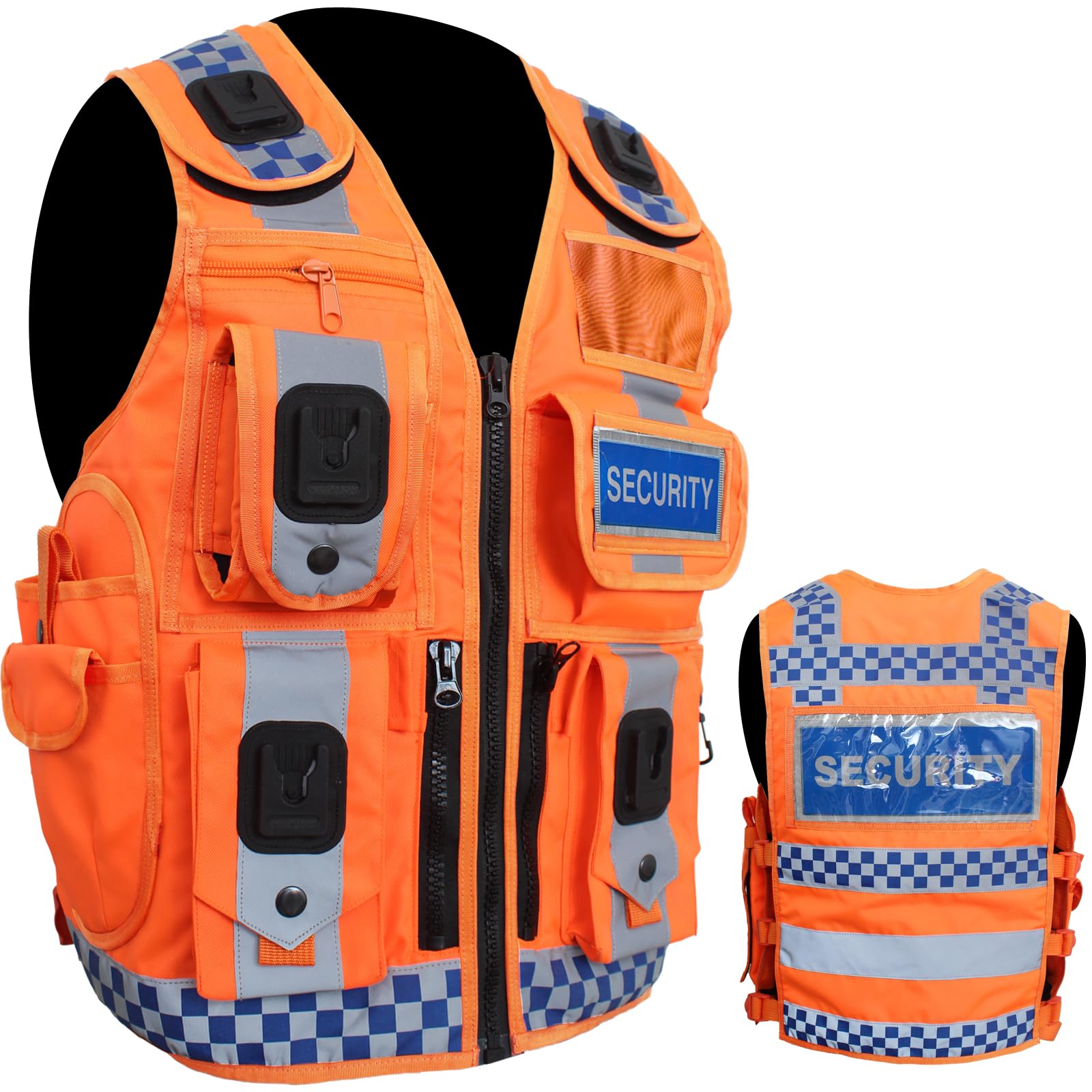 Security Vest Dog Handler Tactical Safety Enforcement CCTV Jackets Adults Hi Viz One Size Fits All (UK, Alpha, One Size, Regular, Regular, Paramedic, Orange Blue Dots)