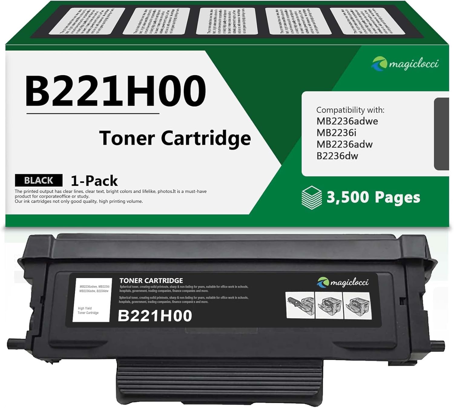 B221H00 Black High Yield Toner Cartridge 1-Pack [3,500 Pages] Compatible B221H00 Toner Replacement for Lexmark MB2236adwe MB2236i MB2236adw B2236dw Laser Printer