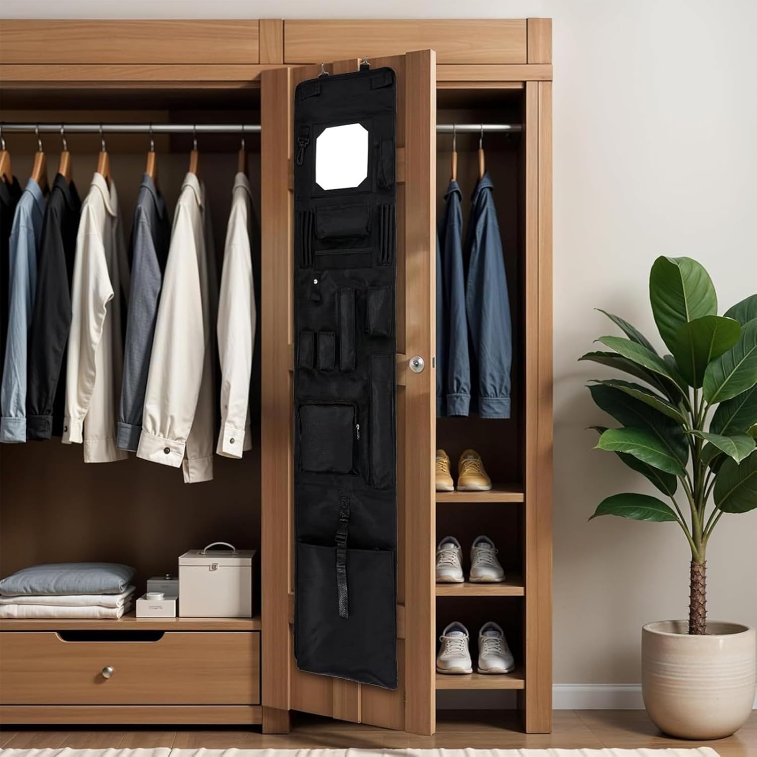 Hanging Locker Organizer with | Hanging Closet Organizer with Compartment, Over Closet Organizer for Lockers, Shelves, Cabinets, Bathrooms, Bedrooms, Kitchens, and Nurseries