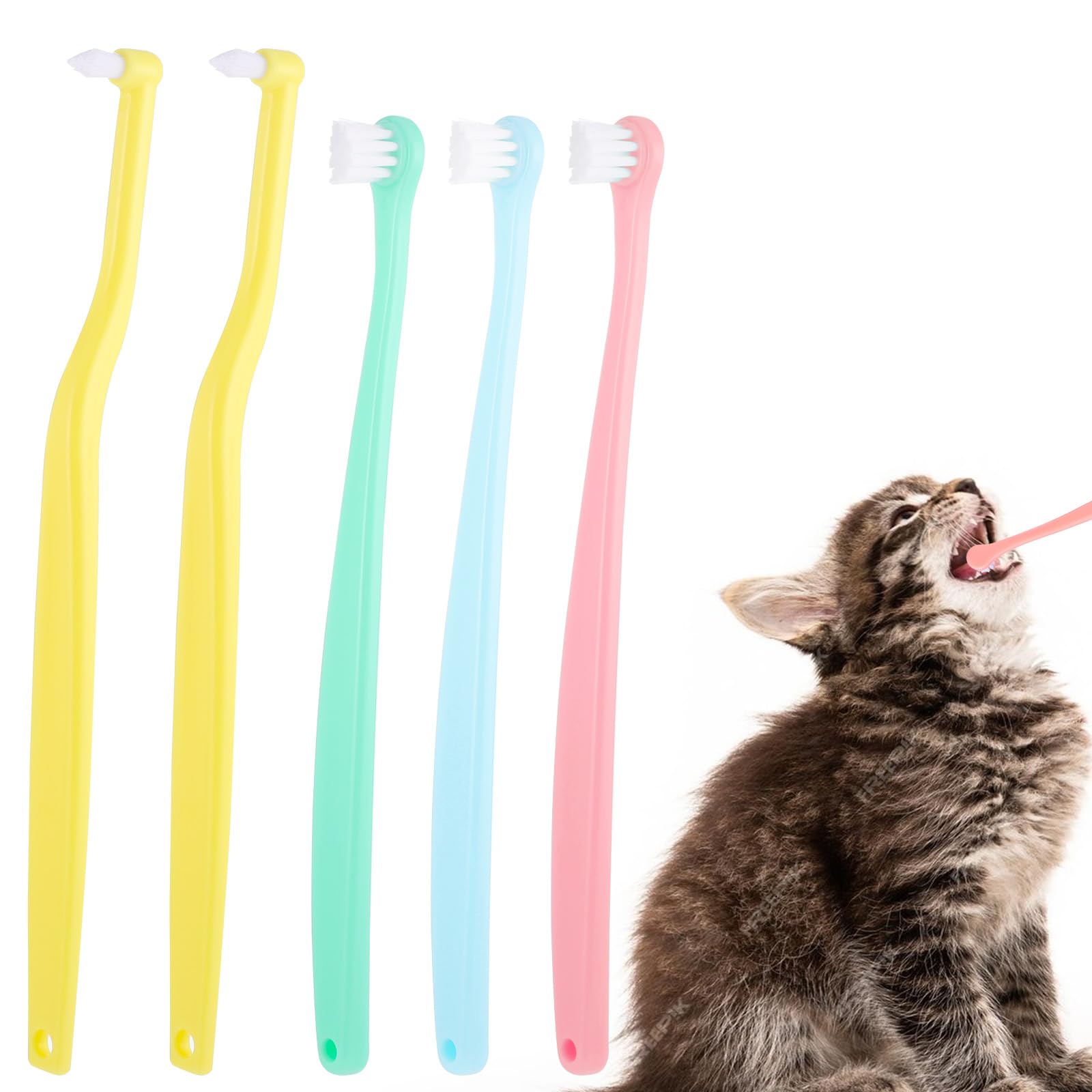 5 Pack Dog Toothbrush Pet Toothbrush Cat Tooth Brush for Small Breeds Extra Soft Bristles Mini Head Deep Clean Kit for Puppy, Kitten, Small Dog & Cat,