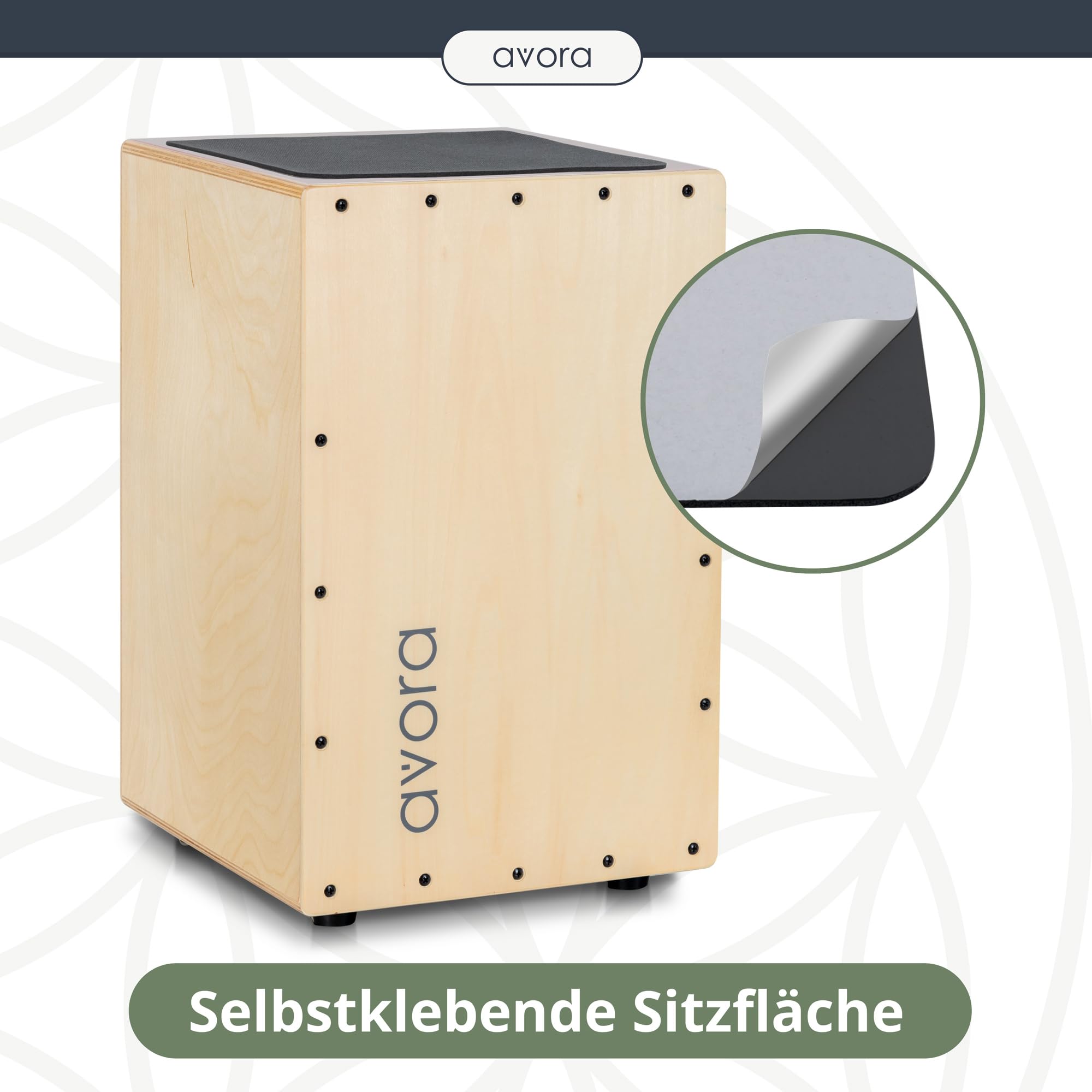 Avora Cajon Basswood - Cassa a Percussione con Corde di Chitarra Accordabili - Cajon & Suono Caldo - Effetto Snare - Include Cuscino in Neoprene per Lunghe Sessioni - Strumento in Tiglio - Naturale