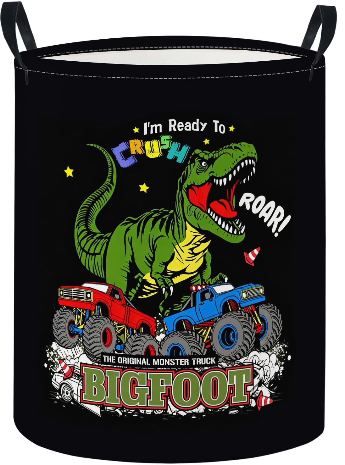 Baby Laundry Basket Baby Nursery Hamper Kids Laundry Basket Toy Storage Bin for Boys Room Decor Gift Baskets for Bedroom Bathroom(Truck Dinosaur)