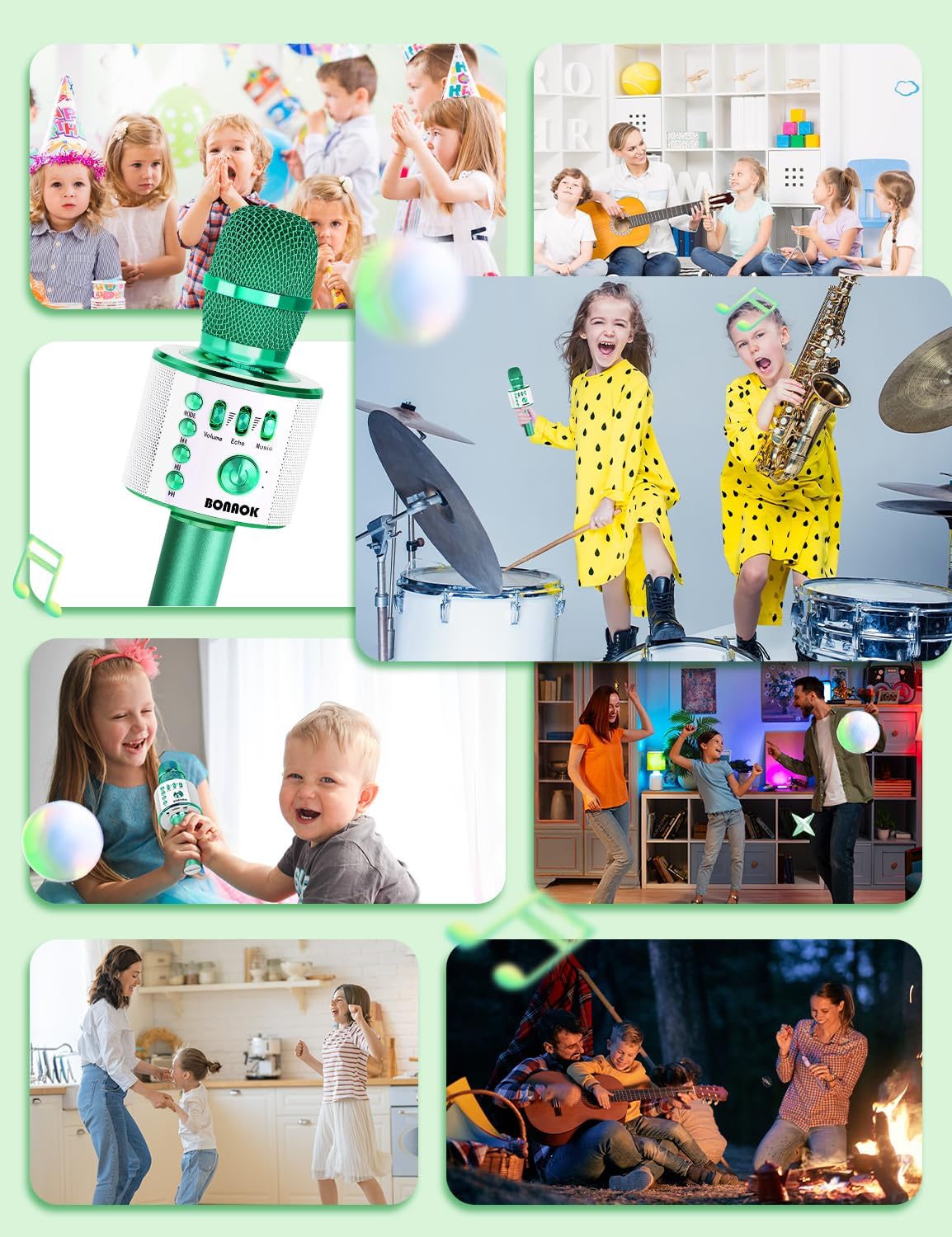 BONAOK Wireless Bluetooth Karaoke Microphone,3-in-1 Portable Handheld Karaoke Mic Speaker Machine Home Party Birthday for All Smartphones PC(Q37 Rose Gold) - imagen 2