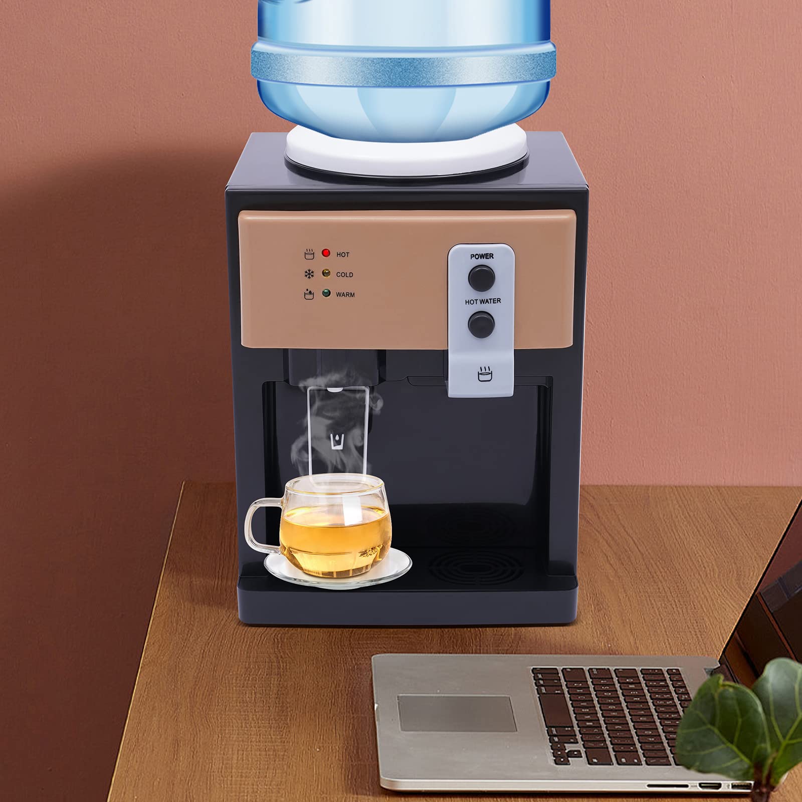 550W Elettrico Dispenser di Acqua Calda e Fredda per Scrivania - Dispenser per Bottiglie da 3,5-18,9 Litri per Ufficio Domestico - 8℃-95℃ - Orizzontale per Bevande Calde e Fredde