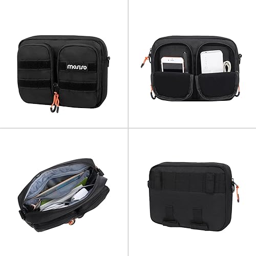 Miniatura 7 de MOSISO Bolsa universal de motocicleta para horquilla delantera, bolsa de herramientas portátil con 2 bolsillos delanteros con cremallera y correa