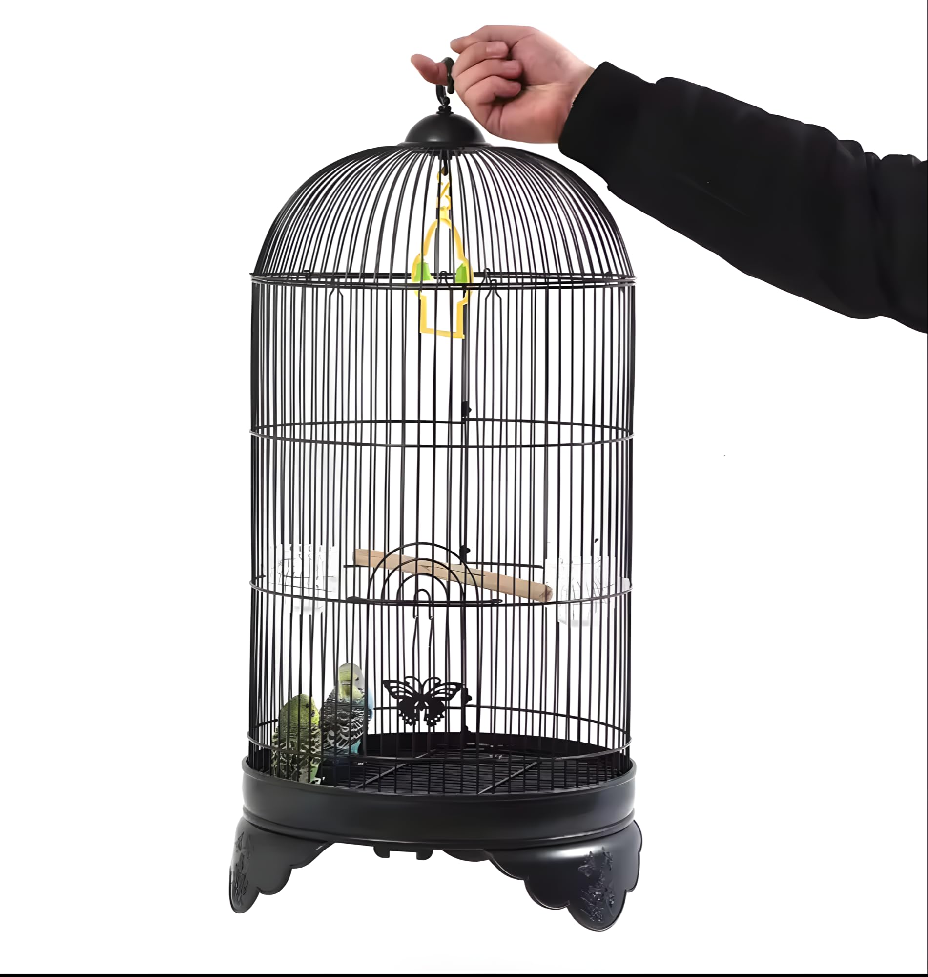 PawLites Bird Cage Black Iron Round Metal Bird Cage House Parrot Myna Metal Cage, Easy to Clean Large Moving Space Size (Large (60 x 35 CM)) (B0D4TZYYXX) Amazon Price History, Amazon Price Tracker