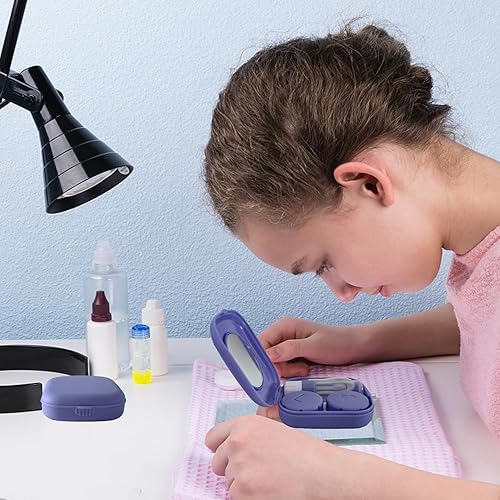 Miniatura 3 de Paquete de 6 fundas para lentes de contacto, lindo estuche de contacto de viaje, contenedor de almacenamiento todo en uno con pinzas para botella de