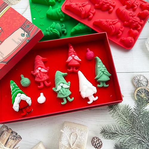 Miniatura 6 de Molde de silicona de Navidad para hornear, paquete de 2 moldes de gnomo de Navidad para mini pasteles, jabón hecho a mano, chocolate, gelatina,