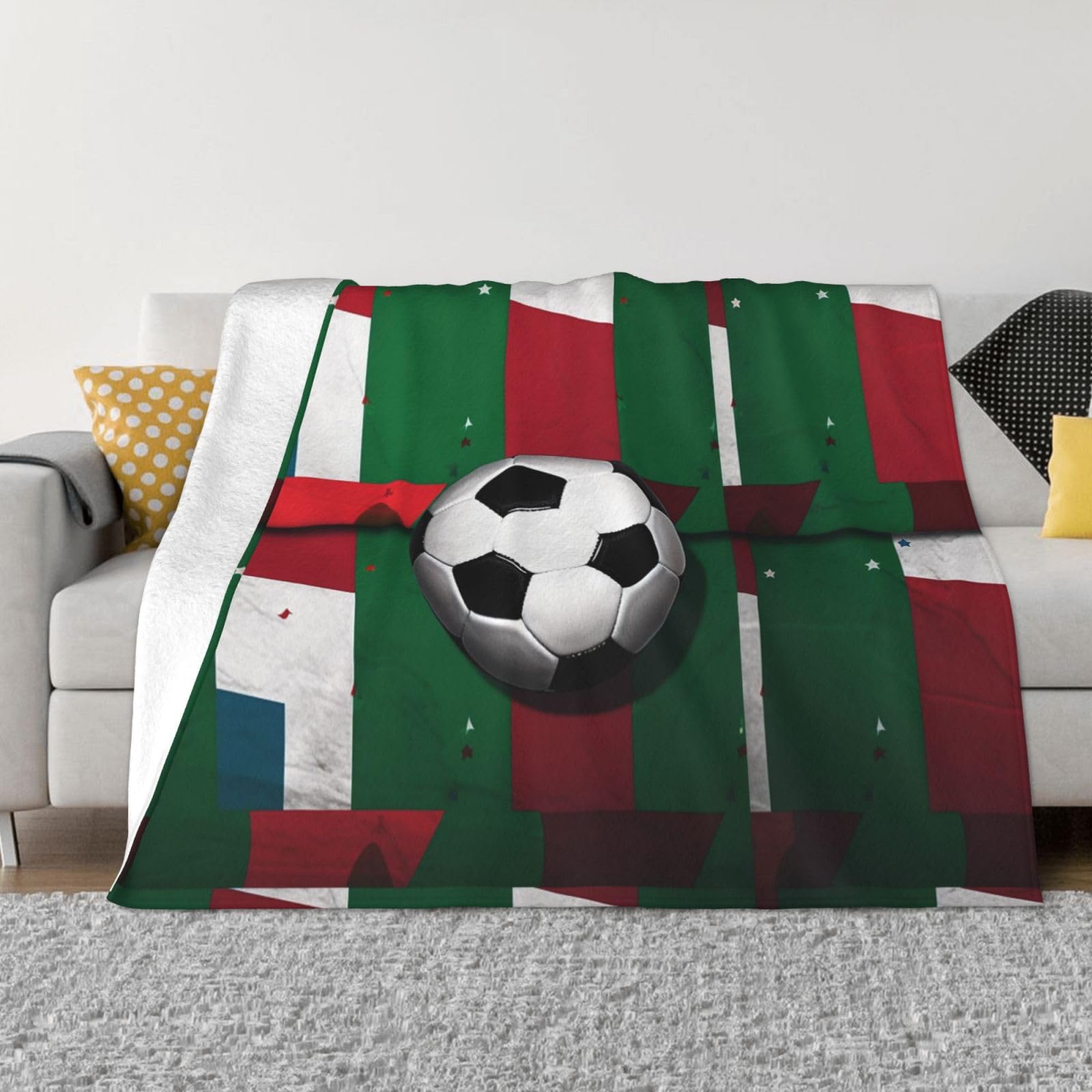 Couverture en flanelle imprimé football plaid chaud lit camping