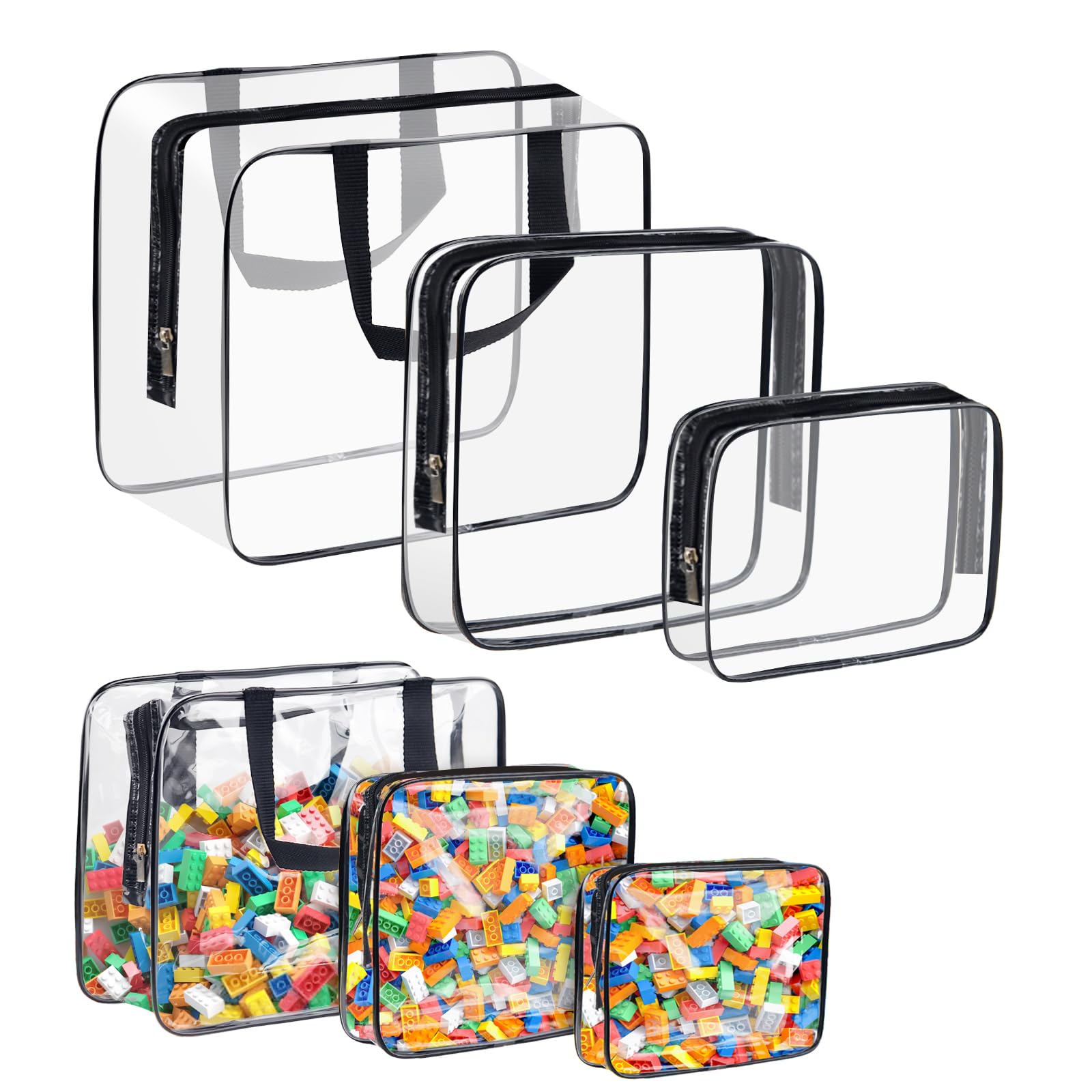 Lilingsty Toy Storage Bags, 6 Pcs Toy Organization Bags, Three Sizes, Transparent And Waterproof, Toy Bag Can Be Used To Store Toys, Puzzles, Blocks, Children's Books