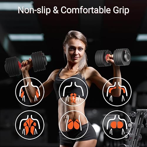 Miniatura 4 de Mancuernas ajustables de 2552.5 libras, 915 pulgadas, juego de mancuernas de peso ajustable para ejercicio de cuerpo completo, entrenamiento de