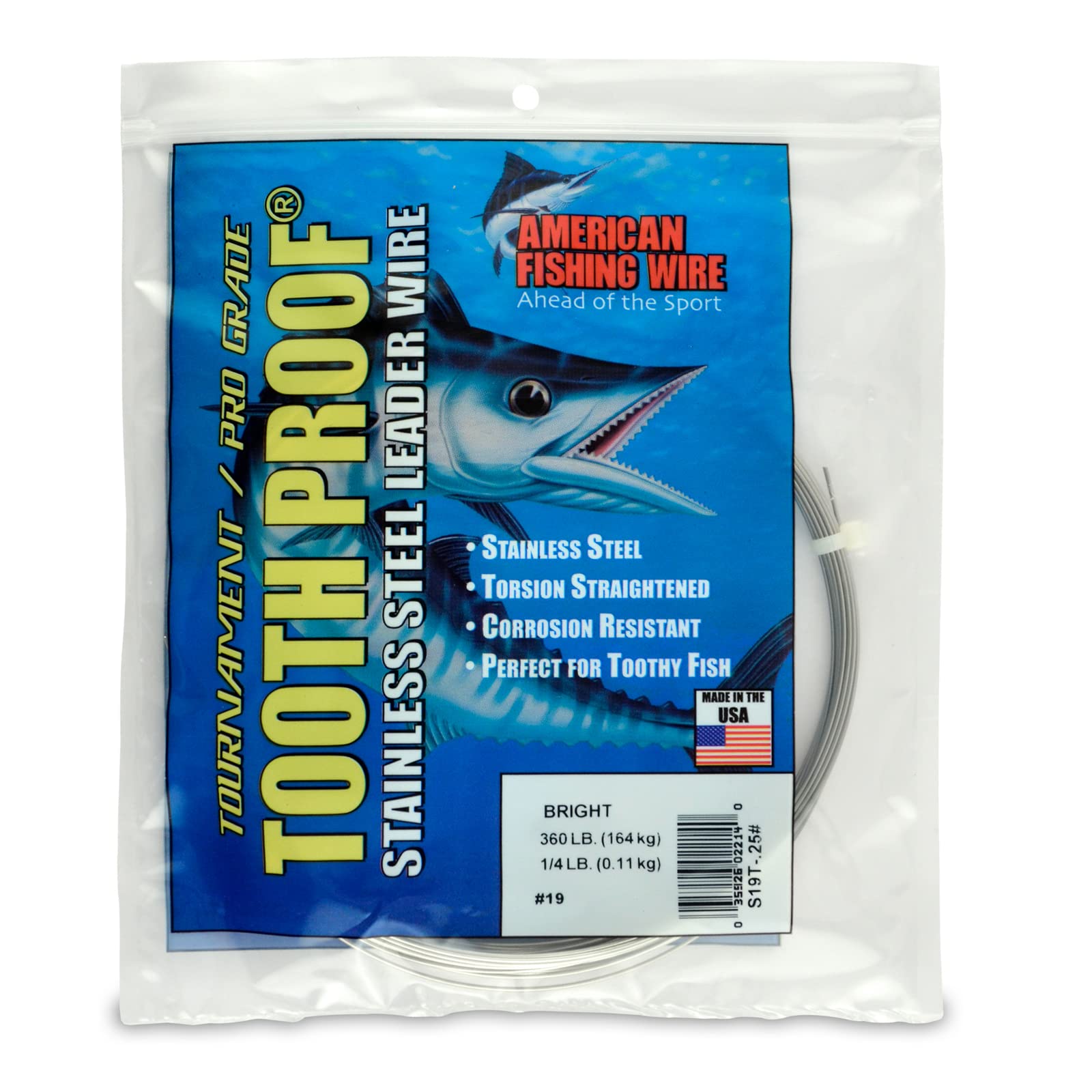 AFW Tooth Proof Fishing Wire Single Strand Leader, Bright and Camo
