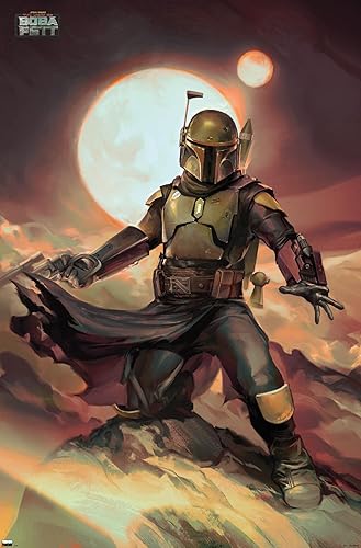 Trends International Star Wars The Book of Boba Fett - Póster de pared de Boba on Tatooine, 22.375 x 34 pulgadas, versión premium sin marco