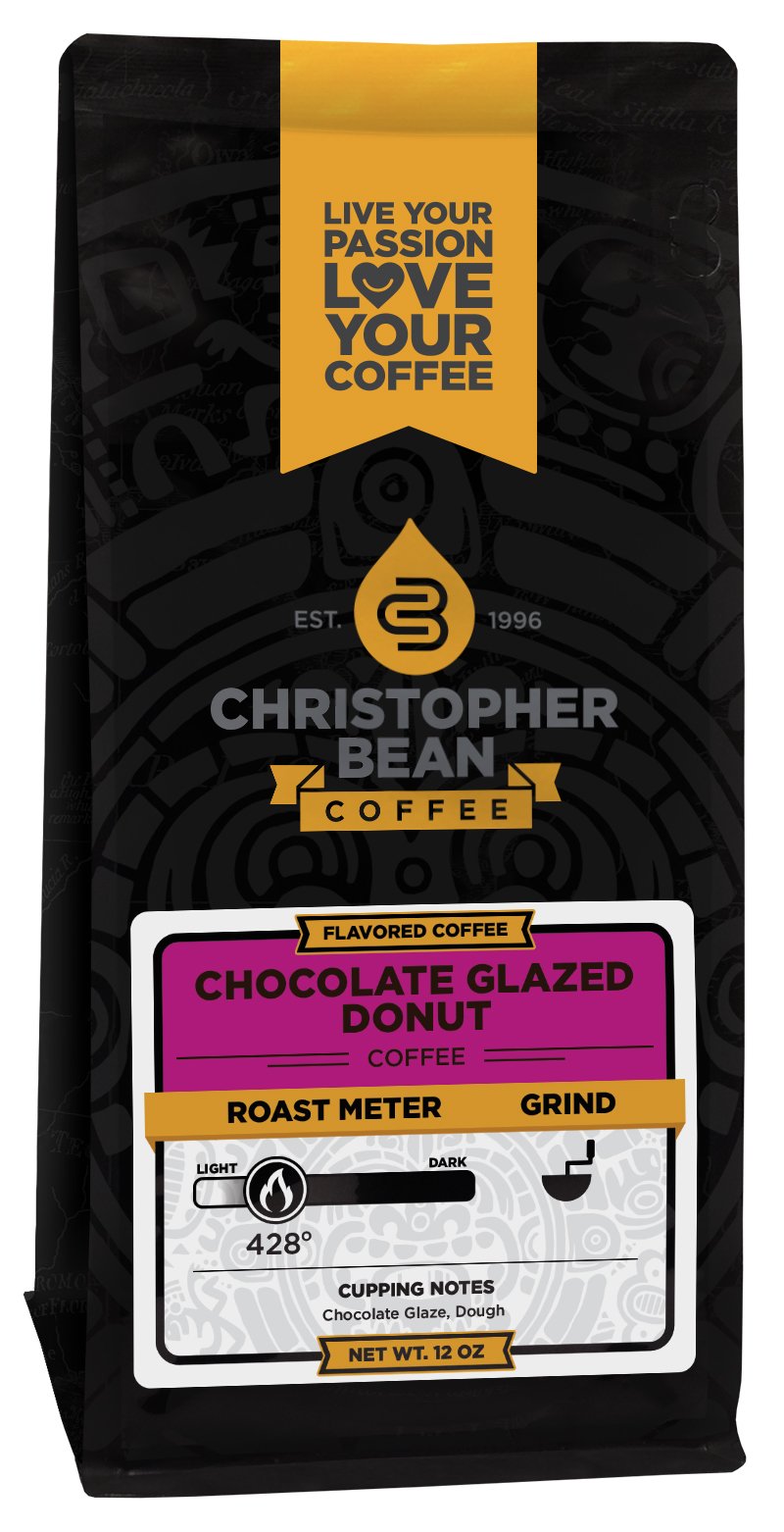 Christopher Bean Coffee Ground Coffee, Chocolate Glazed Donut, 12 Ounce