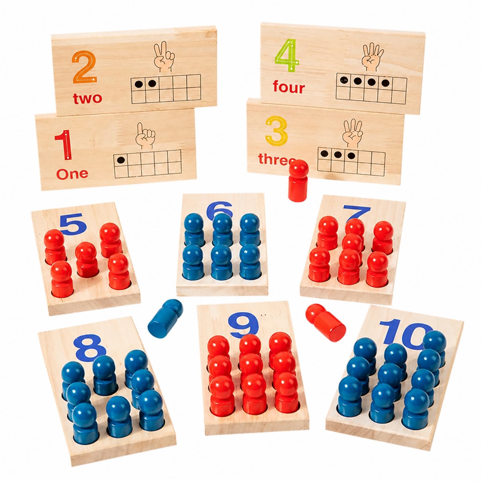 predolo 10 Piezas Tablero Cuadros con Clavijas Numeración sin Pantalla Tabla Numeración Madera No Tóxico Juguete Didáctico Madera para Casa