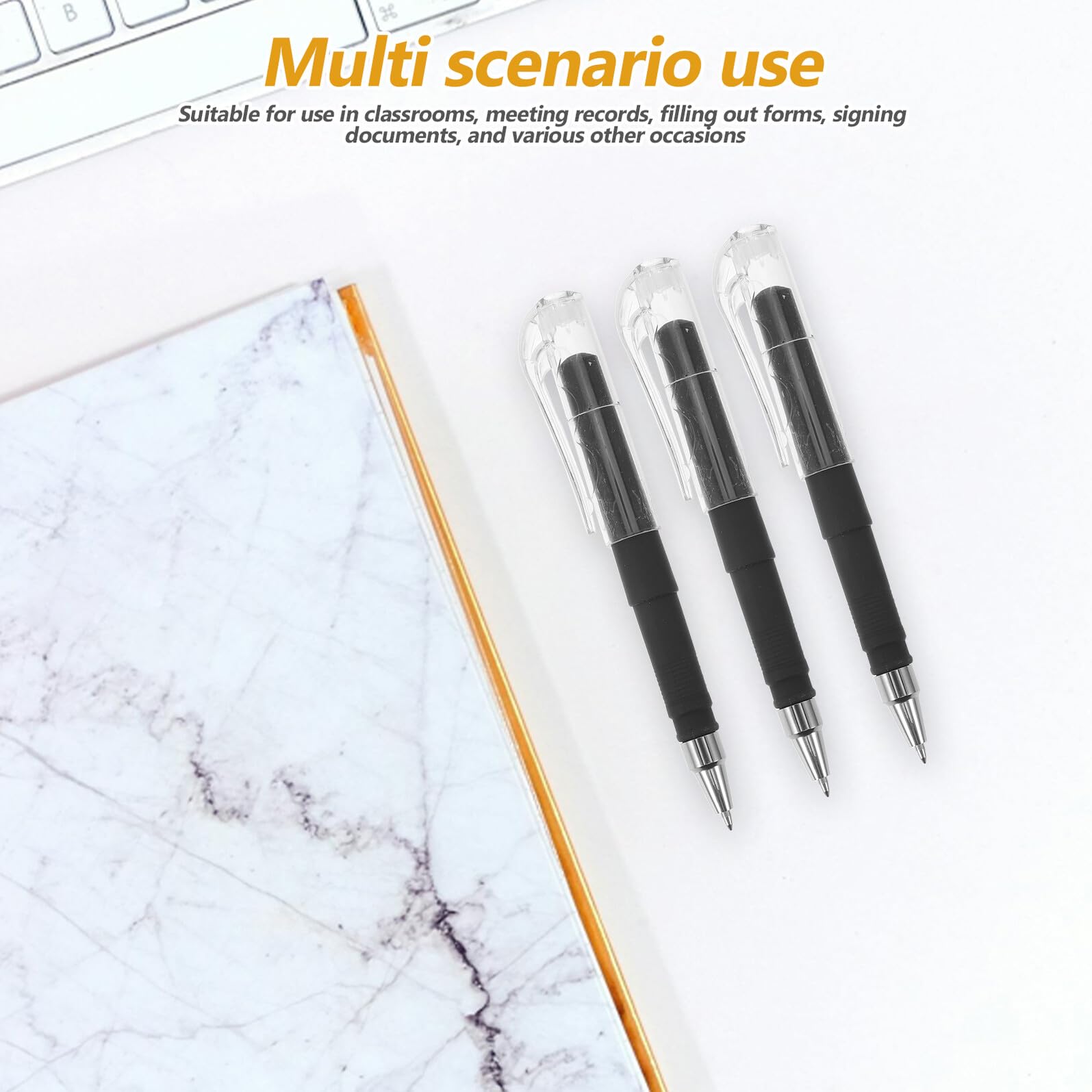 NUOBESTY 50 Pezzi Penna a Sfera Mini Nera Inchiostro Gel, Design Semplice e Portatile, Impugnatura Confortevole e Scrittura Scorrevole per Scuola e Diario