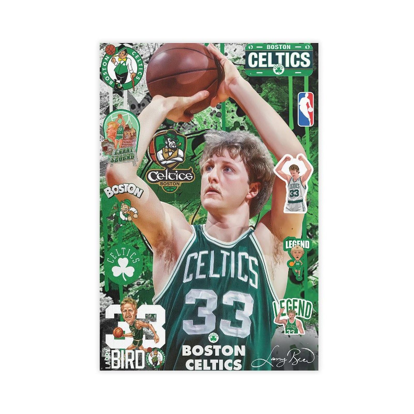 BAOGELI Larry Bird Poster Basketball Picture Canvas Poster Wall Art Decor Print Picture Paintings for Living Room Bedroom Decoration Unframe:12x18inch(30x45cm)