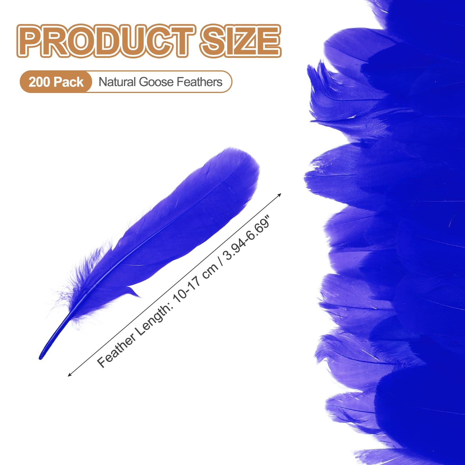 PATIKIL 4-7" Piume D'Oca Naturali All'ingrosso Per Artigianato, 200 Pezzi Piume Lunghe Di ricchi colori Per Decorazioni DIY Catturasogni, Cappello， Ghirlande, Vasi, Zaffiro Blu