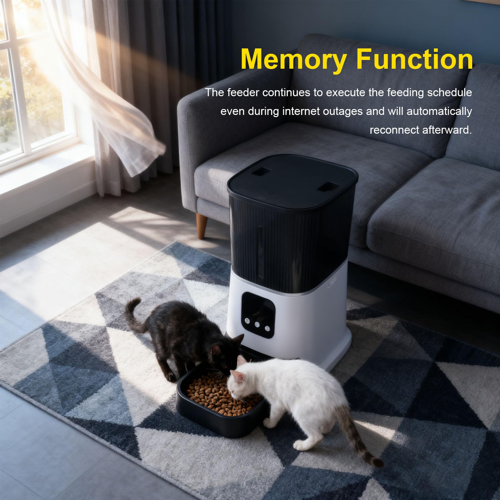Distributore automatico di cibo per cani temporizzato con telecomando intelligente WiFi da 6 litri di grande capacità per la casa