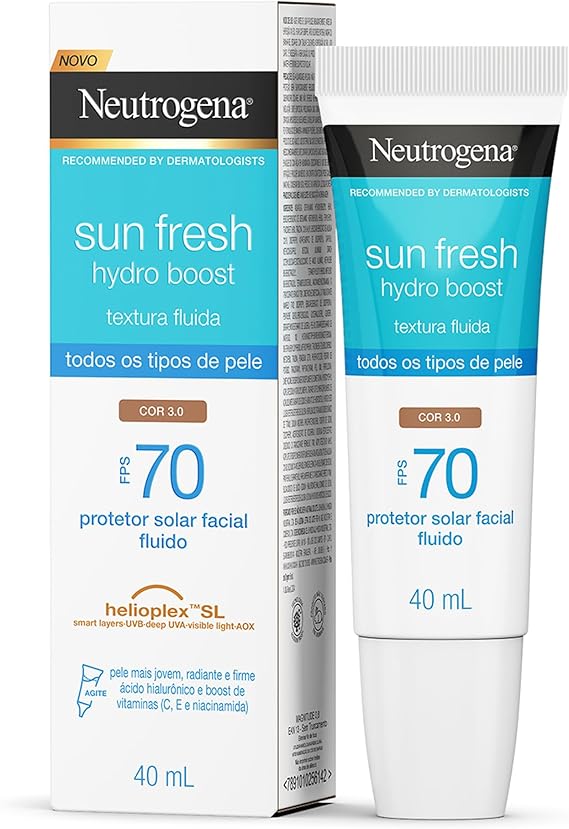 Protetor Solar Facial Neutrogena Sun Fresh Hydro Boost Cor 3.0 FPS 70 40mL Menor preço em Protetor Solar Facial Neutrogena Sun Fresh Hydro Boost Cor 3.0 FPS 70 40mL