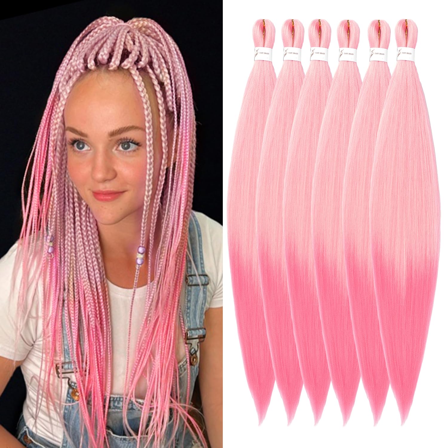 YDDM Capelli Per Treccine Africane Rosa Extension Treccine Texture Yaki Easy Install per Principianti 20 Pollici 3 Pezzi Capelli Leggeri e Naturali per Box Braids, Twist e Crochet — view 21