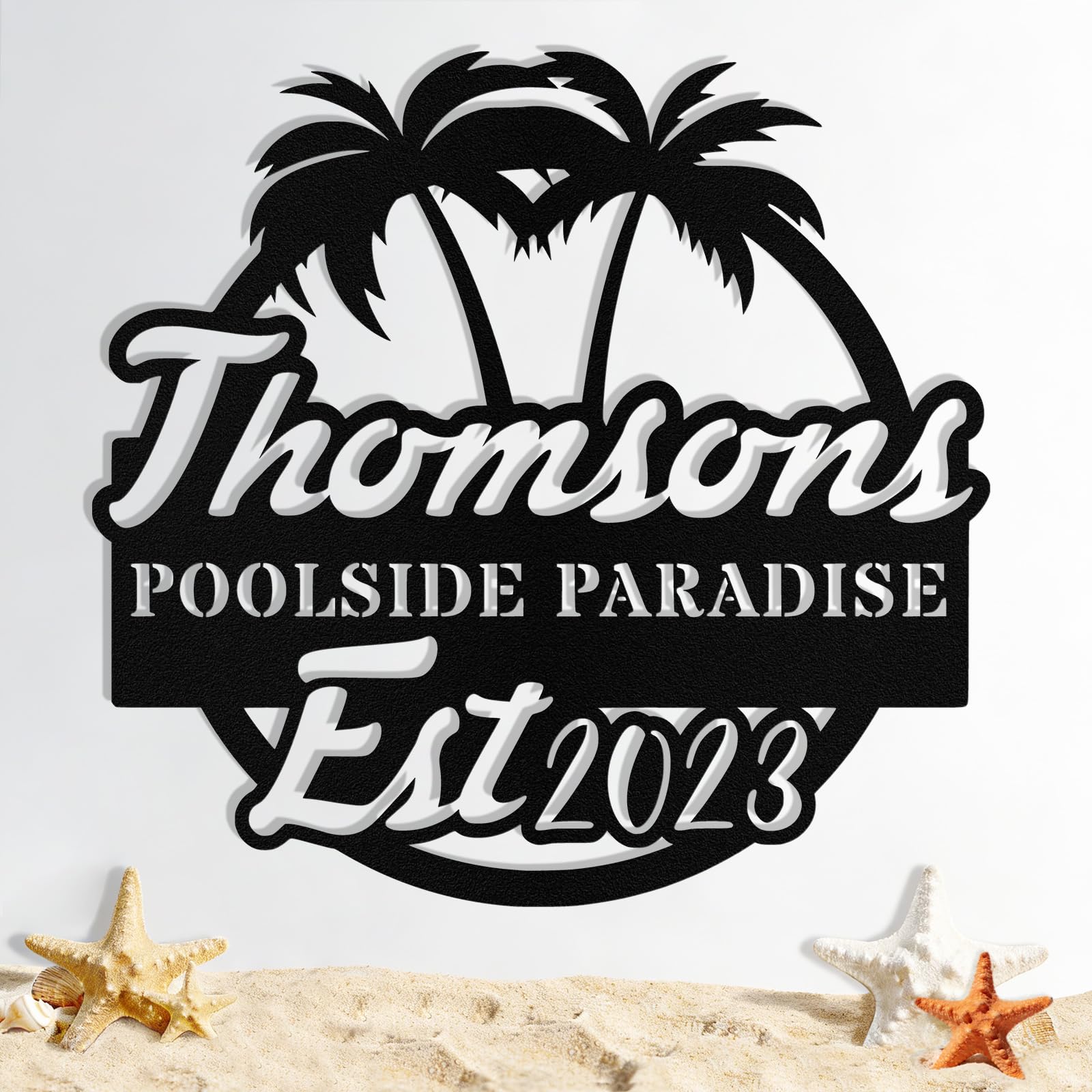 Personalized Metal Pool Signs for Outside, Custom Poolside Oasis Sign