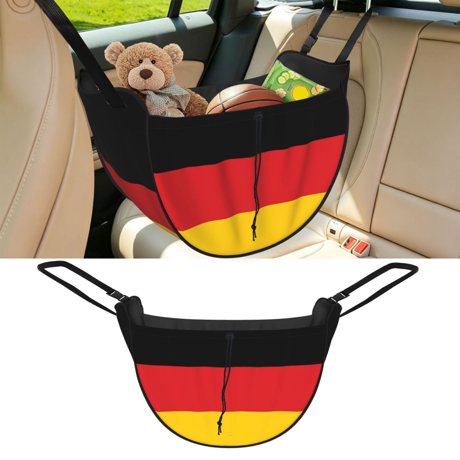 Cntdbu Black Flag Of Germany Car Seat Organizer-Backseat Storage Bag For Travel