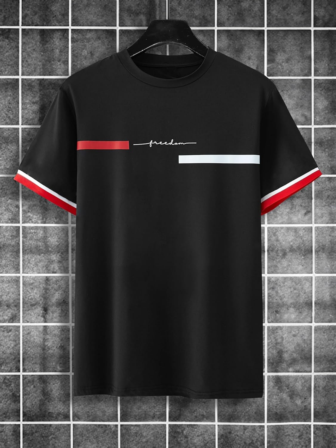 SOLY HUX Men's Graphic Tees Letter Print T Shirts Crew Neck Short Sleeve Striped Summer Tops - Image 4