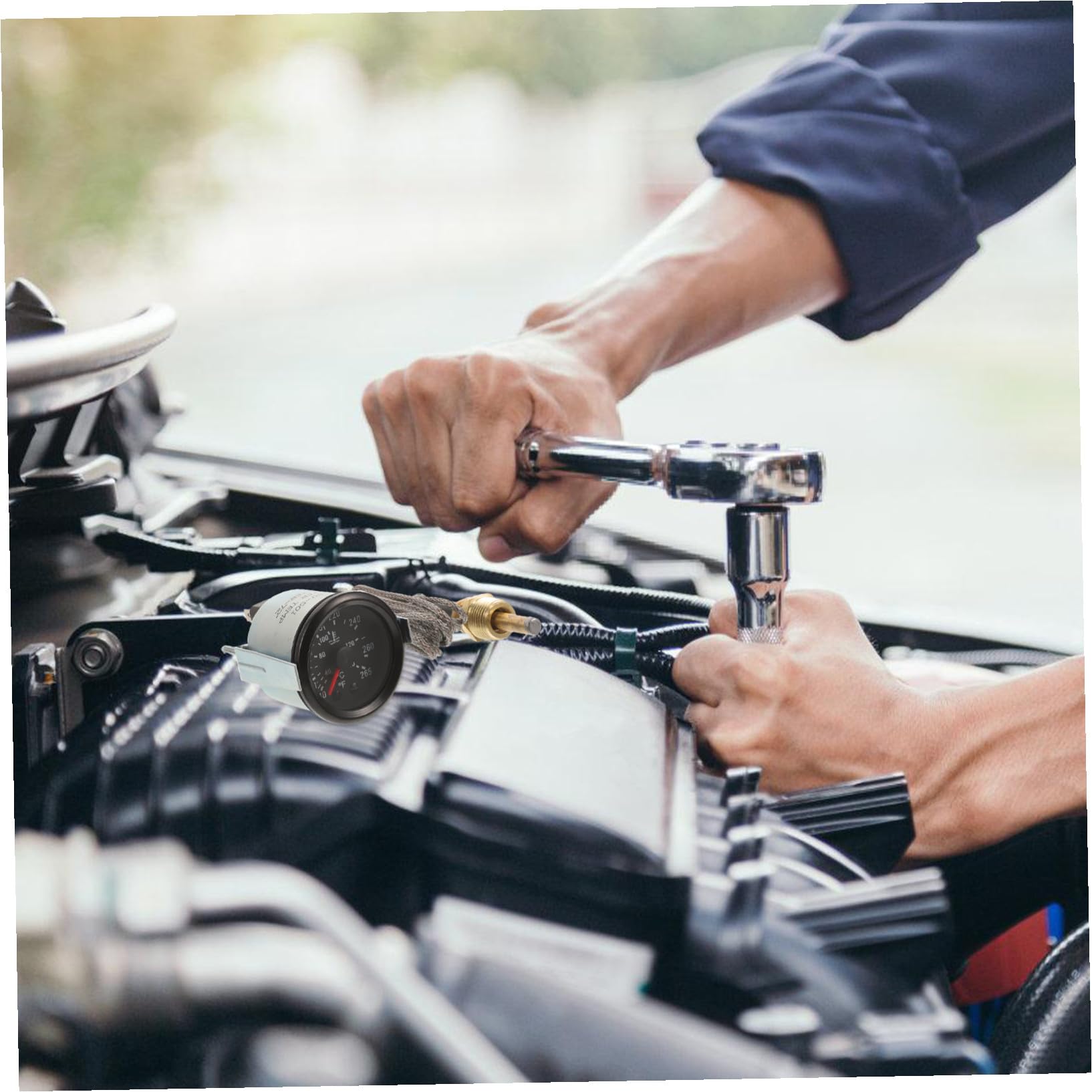 POPETPOP Misuratore di Temperatura Acqua per Auto da 52mm con Sensore, Indicatore Preciso in Metallo Argento, per Fai-da-te e Prevenzione Surriscaldamento