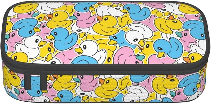Cartoon Animal Colorful Duck Large Pencil Case, Pencil Pouch With Zipper Compartments Stationery Pencil Bag For Kids Teens Students School Supplies