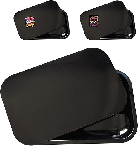 LOSTABA Bandeja rodante con tapa magnética, bandejas rodantes con tapa, bandeja de metal con cubierta. Viene con adhesivo (11 x 7 pulgadas)