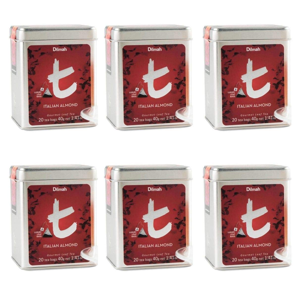 DilmahItalian Almond Tea 20 Tea Bags in Tin Caddy X 6 Pack
