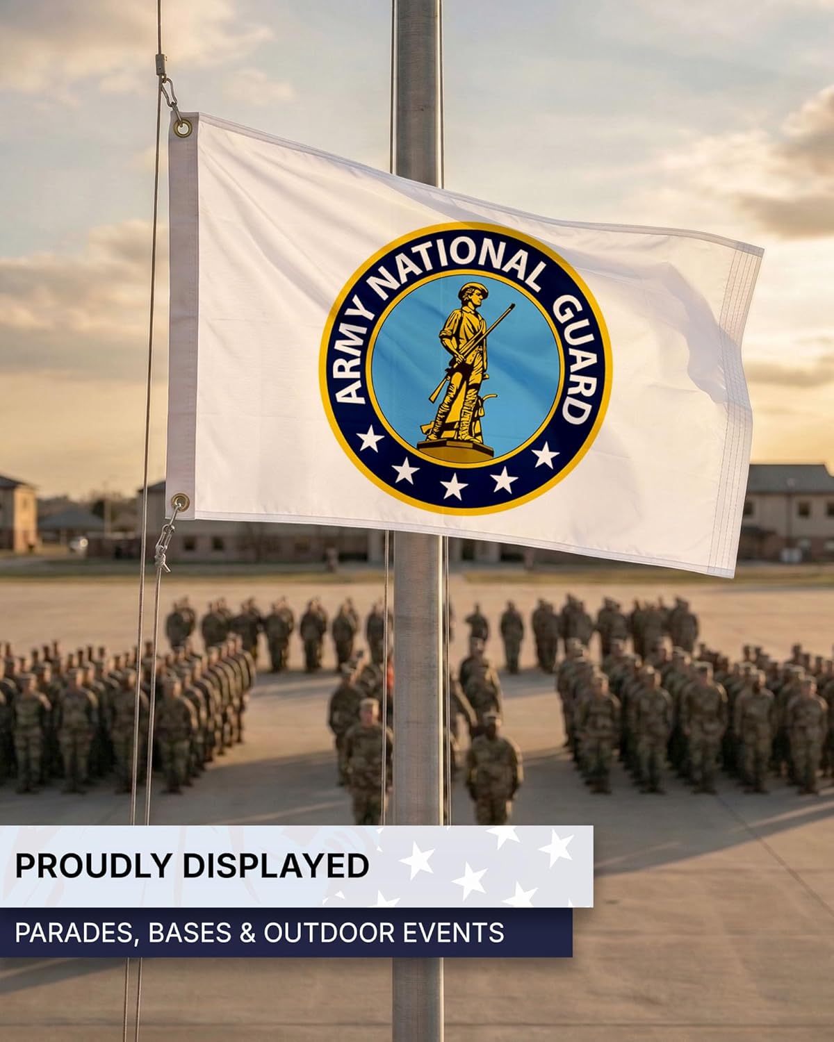 AGAS National Guard Flag US Army National Guard ARNG Military Flag 3 x 5 Ft Outdoor Display 200D Nylon Canvas Header with Two Brass Grommets Fade Resistant Patriotic Use