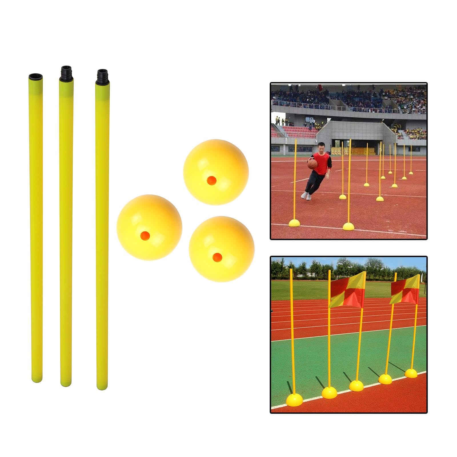 Paletto per Porta da Calcio, Strumento di Allenamento, Cartello, Segnalatore di Ostacoli, Asta E Base, 3 Set
