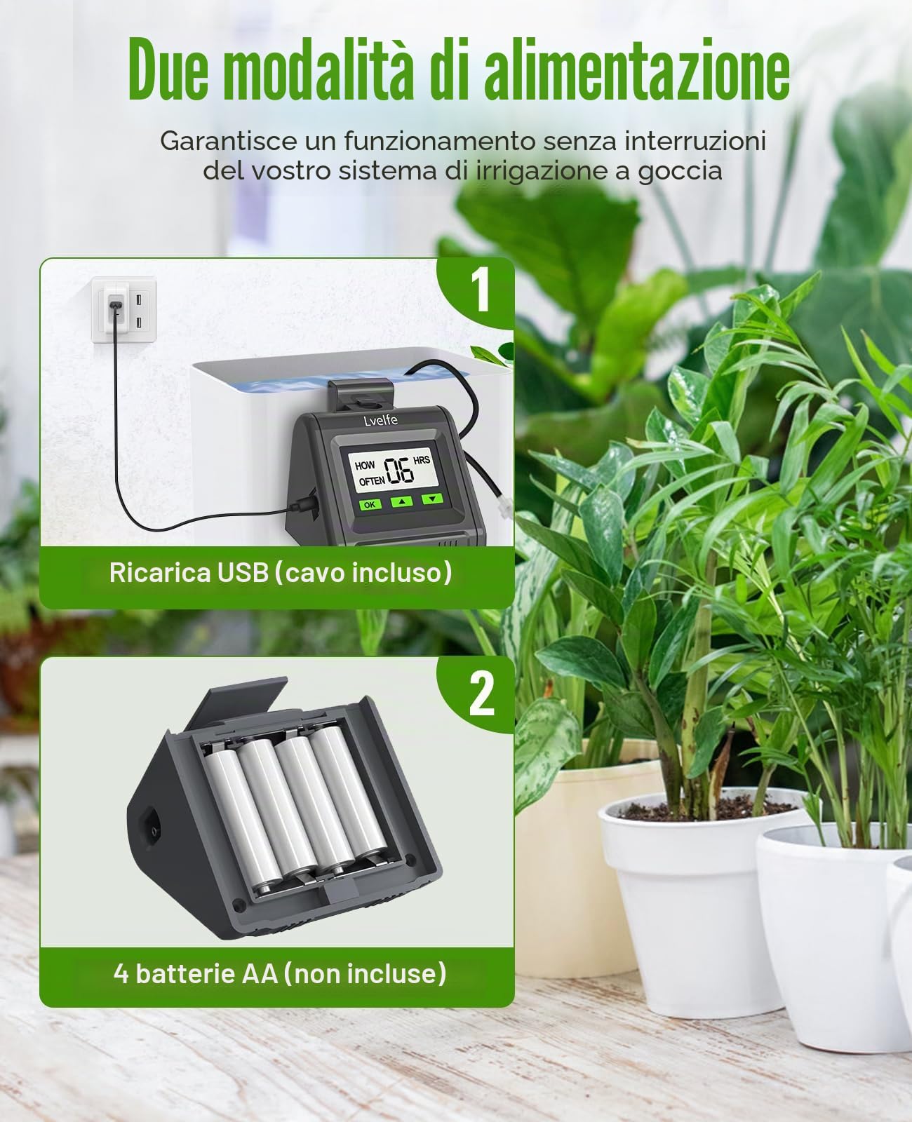 Lvelfe Irrigazione automatica, sistema di irrigazione per interni – volume d'acqua regolabile, può innaffiare 11 piante, set di irrigazione a goccia per piante da interno, piante da balcone, piante in