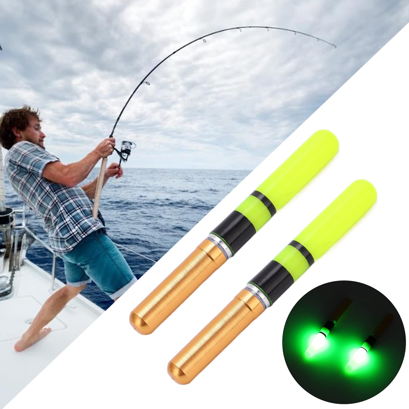 2 Pezzi Galleggianti da Pesca Luminosi a LED in Plastica, Galleggianti Elettronici da Pesca Notturna con Galleggiabilà di 5.5g, 7.5g, 12g  18