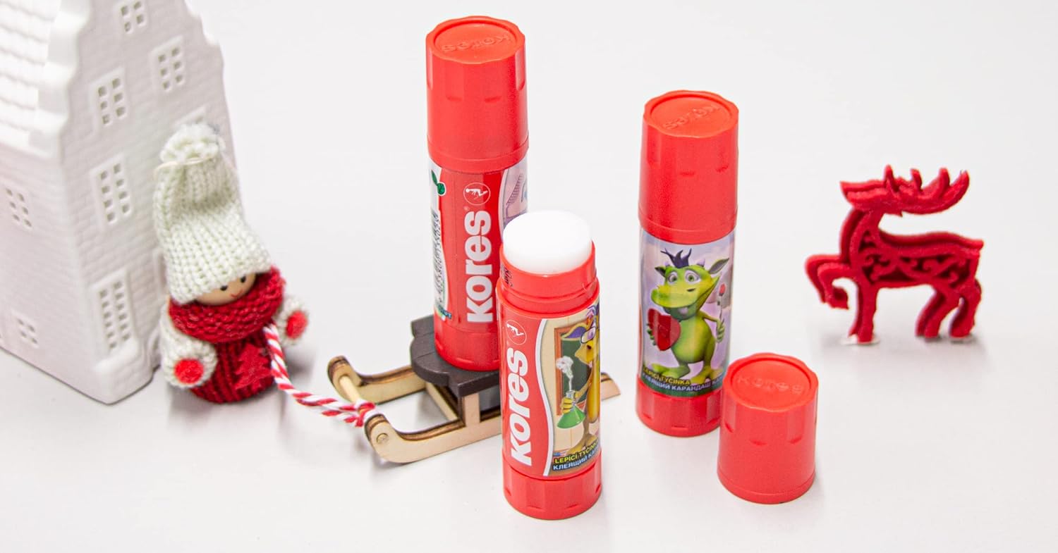 Kores - Fantasy Glue Stick for Kids, Strong-Hold Adhesive, Safe and Non-Toxic Craft Glue for Arts and Crafts, School and Office Supplies, Pack of 12 x 15g, Fantasy, 12 x 15g