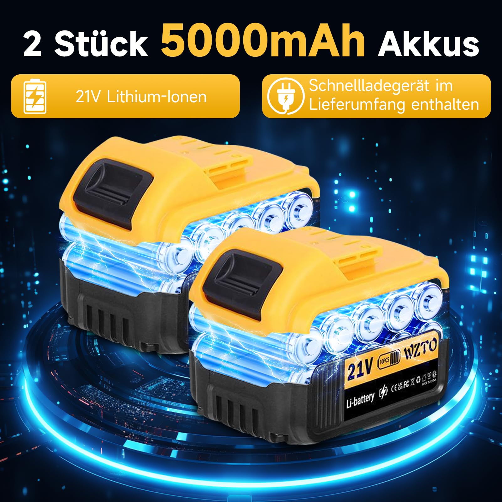 1500W Amoladora Angular, 21V Herramienta Eléctrica Inalámbrica, Radial Batería para Cortar Pulir y Amolar Mango Corto (con 1 x 5.0Ah Baterías)